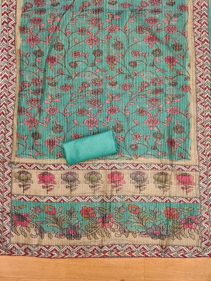 women's green roman silk salwar suit dress material with embroidered floral pattern and organza dupatta