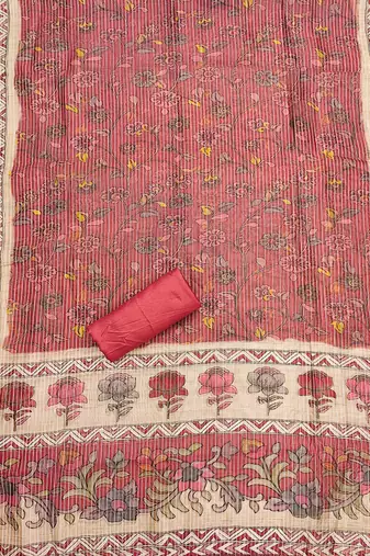 women's tomato red roman silk salwar suit dress material with embroidered floral pattern and organza dupatta