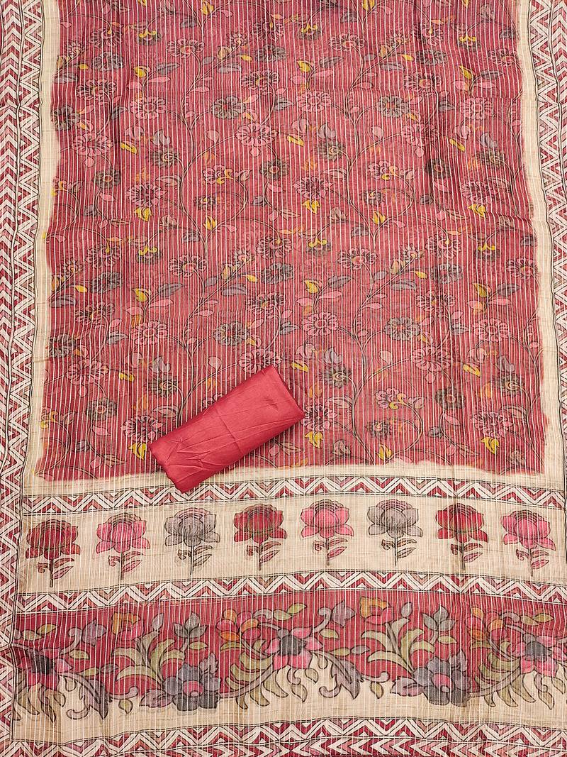 women's tomato red roman silk salwar suit dress material with embroidered floral pattern and organza dupatta