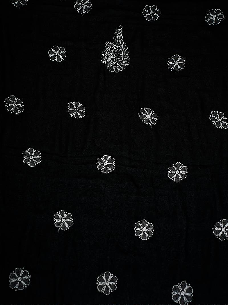 Hand embroidered black georgette lucknowi chikankari unstitched suit set