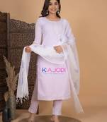 Mauve women self design aline kurta pant with dupatta set