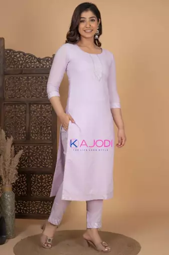 Mauve women self design aline kurta pant with dupatta set