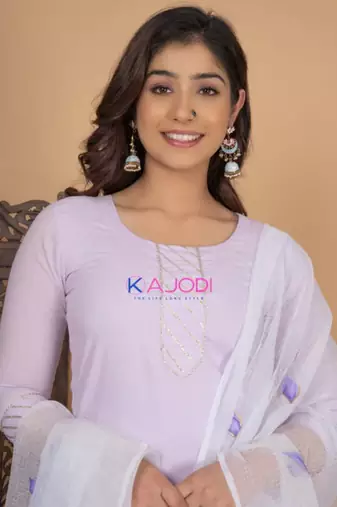 Mauve women self design aline kurta pant with dupatta set