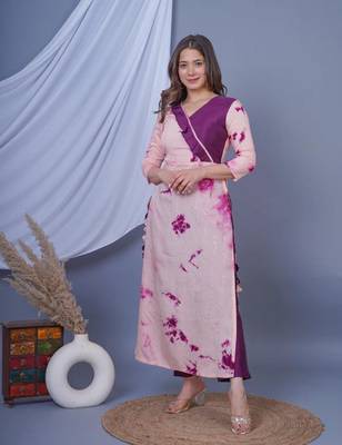 Purple women printed kurta pant with dupatta set 2
