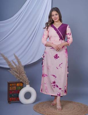 Purple women printed kurta pant with dupatta set 4