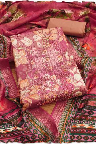 women's pink modal cotton salwar suit dress material