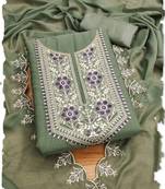 women's green grey georgette salwar suit dress material