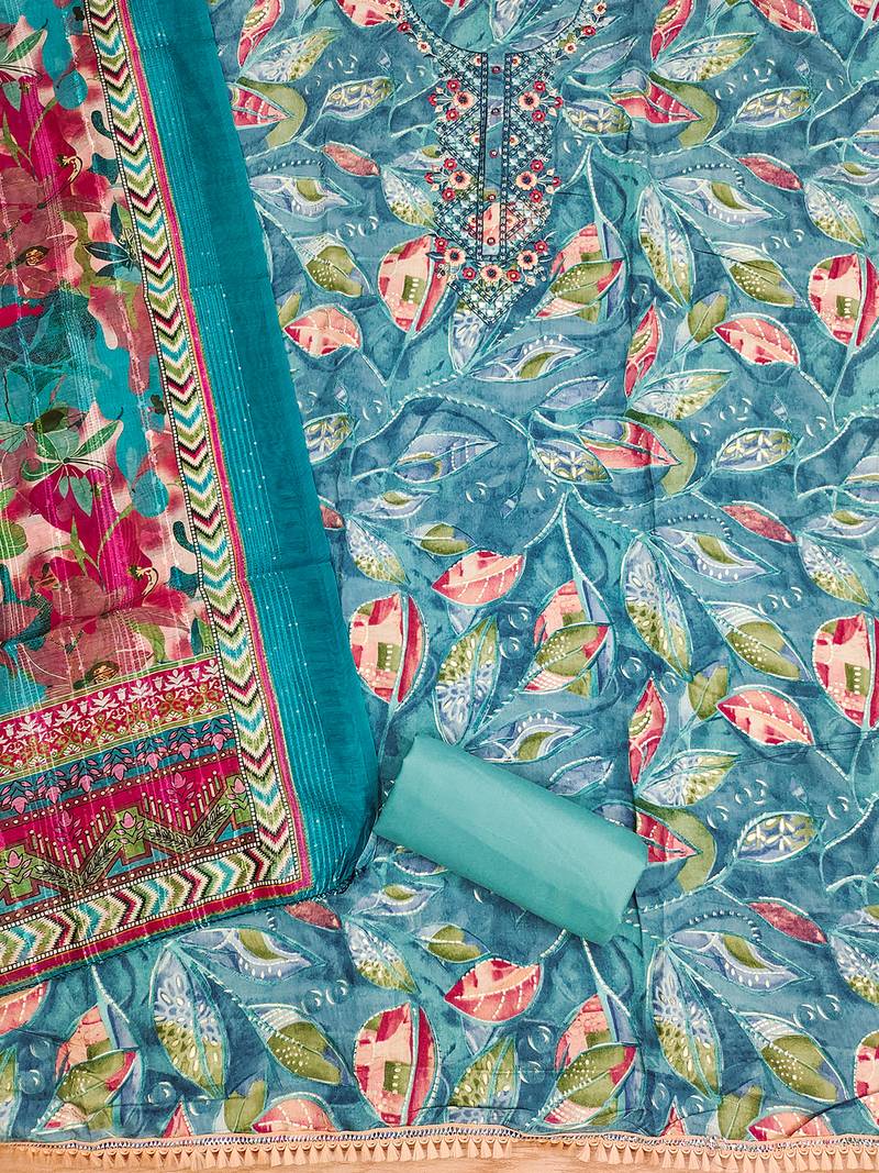 women's teal modal cotton salwar suit dress material
