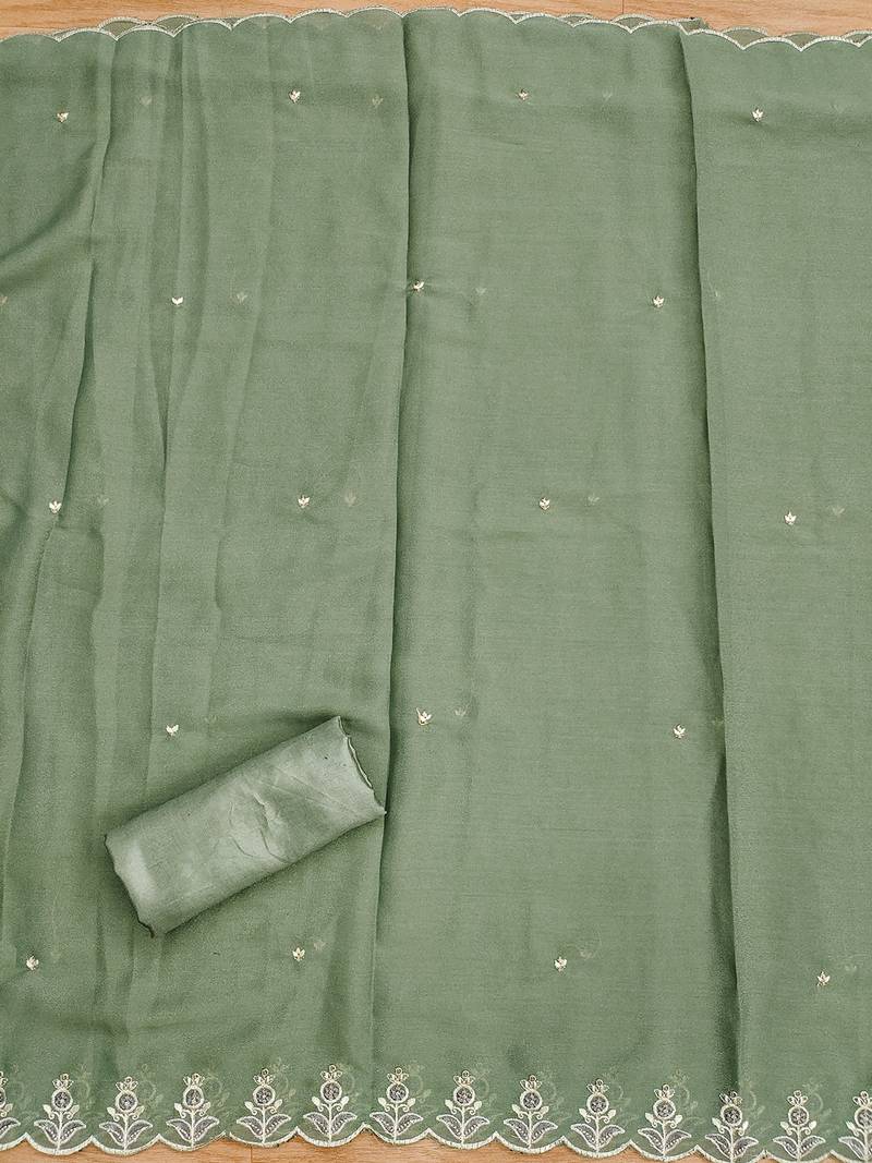 women's green grey georgette salwar suit dress material