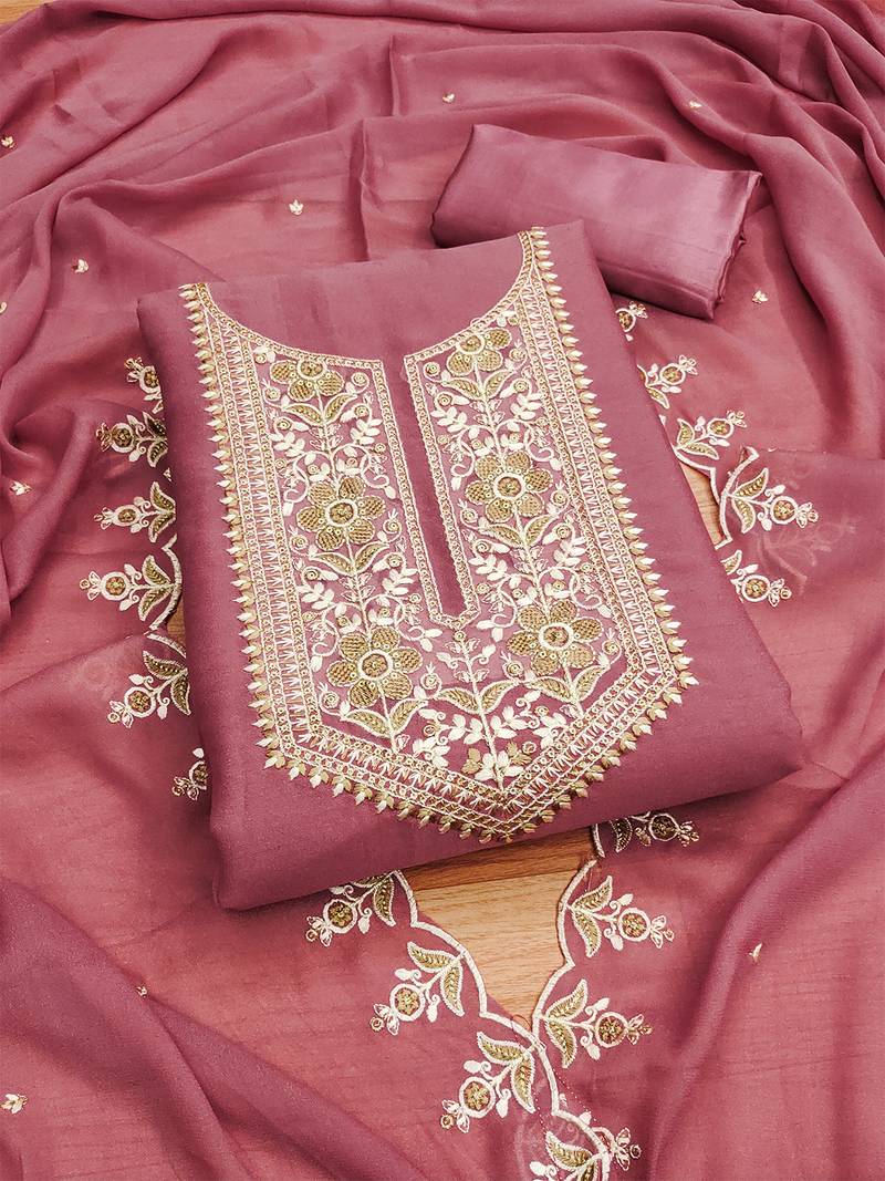 women's pink georgette salwar suit dress material