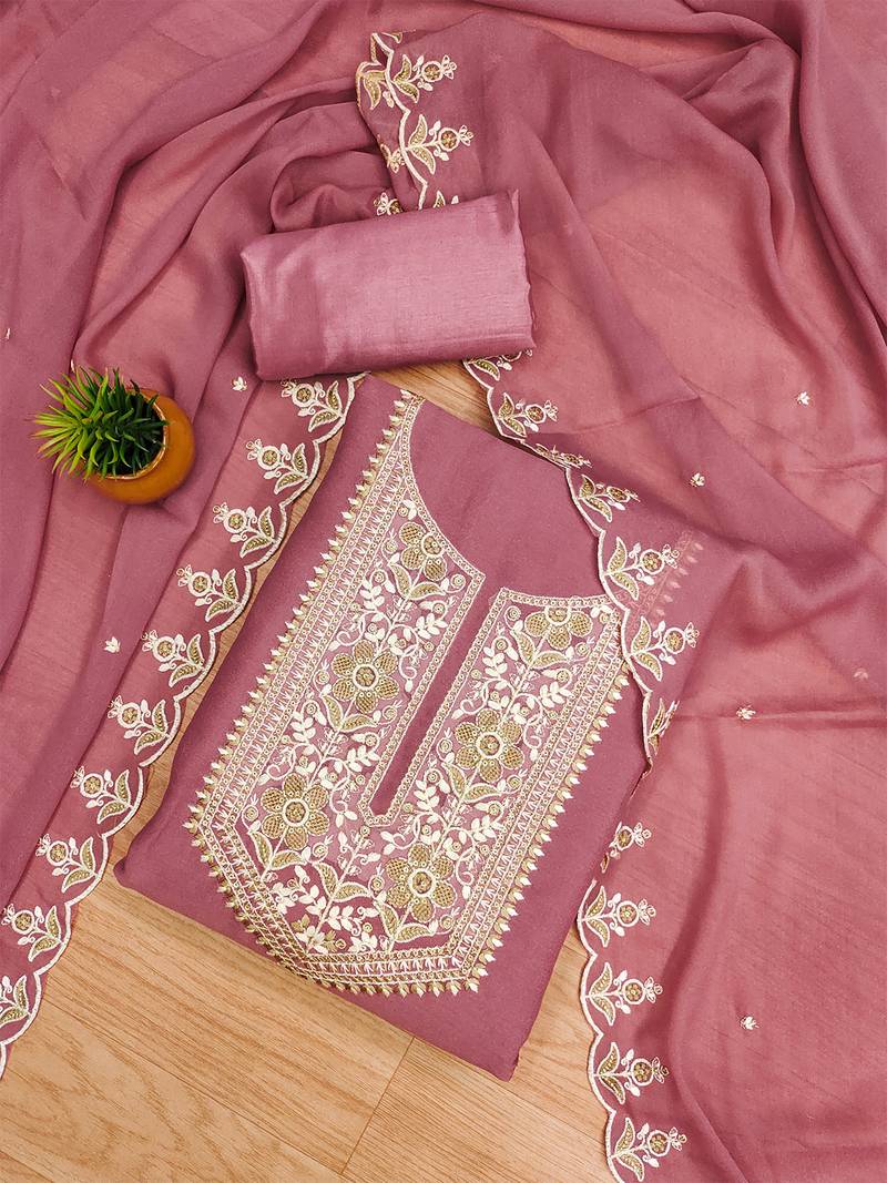 women's pink georgette salwar suit dress material