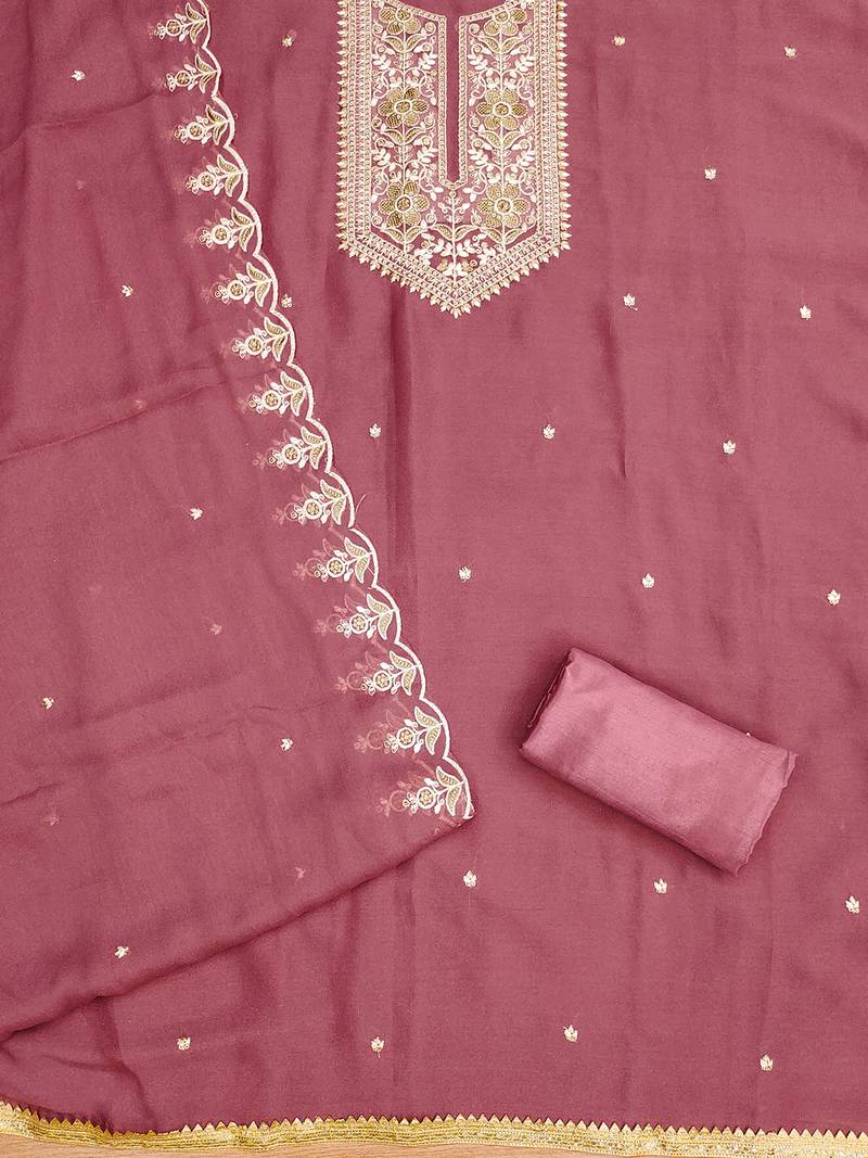women's pink georgette salwar suit dress material