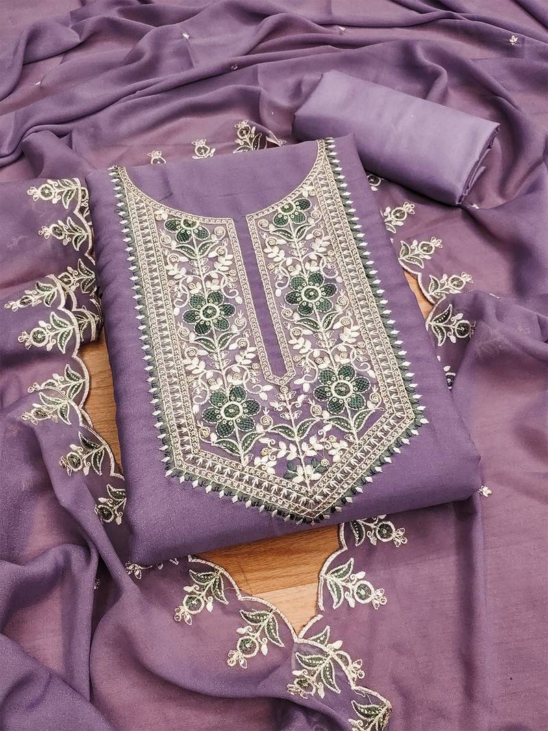 women's purple georgette salwar suit dress material