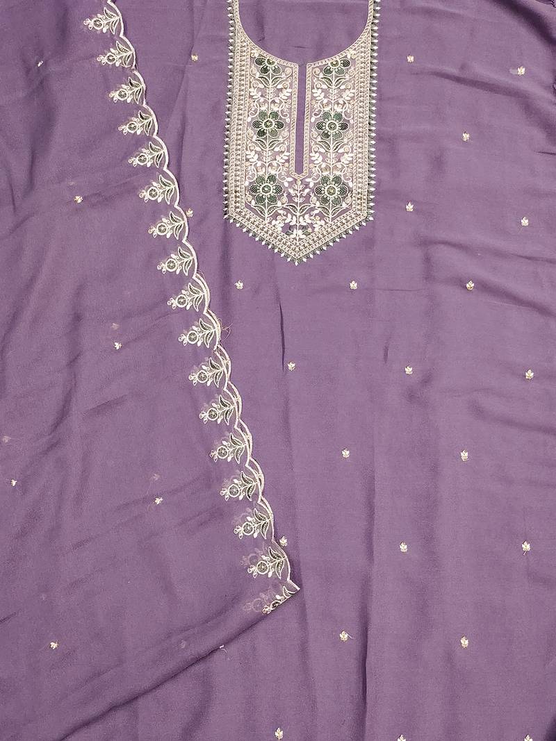 women's purple georgette salwar suit dress material