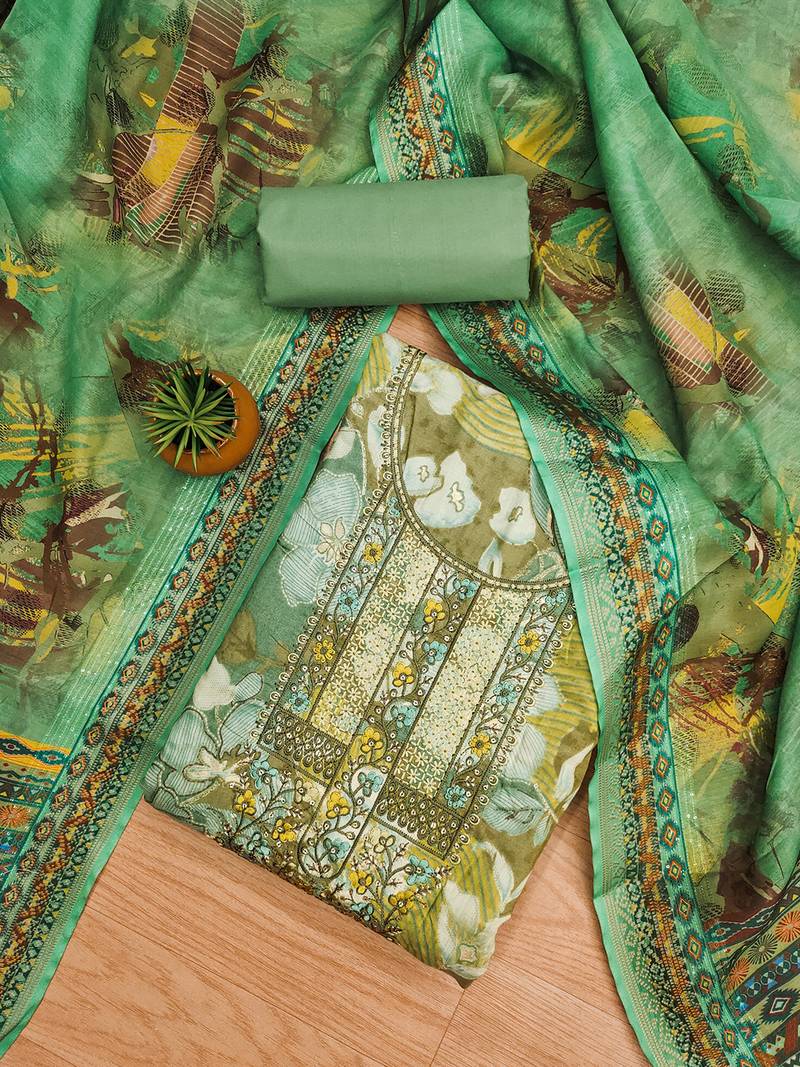 women's green modal cotton salwar suit dress material