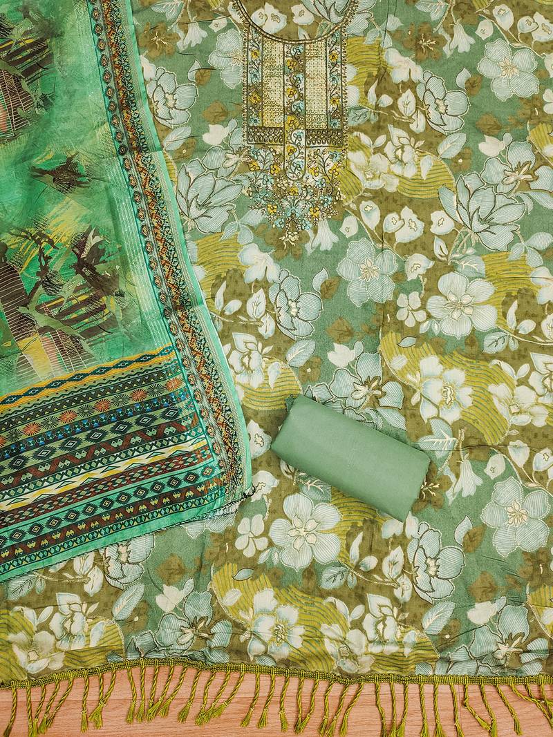women's green modal cotton salwar suit dress material