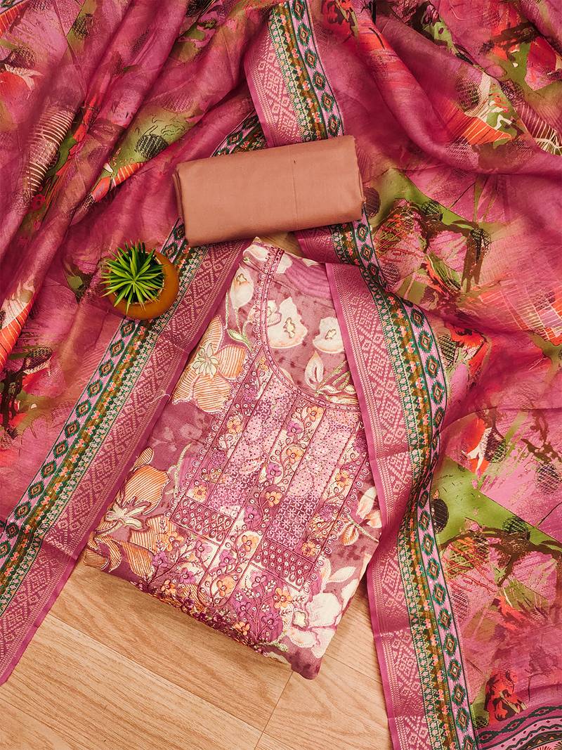 women's pink modal cotton salwar suit dress material