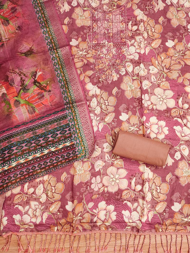 women's pink modal cotton salwar suit dress material