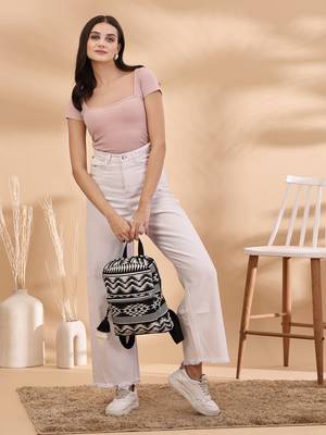 geomat black & white fret jacquard cotton backpack 9