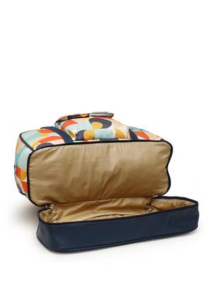 peppy navy & multi polycotton canvas & pu abstract printed duffel travel bag 8