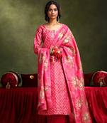 Pink chanderi suit set (with pants and dupatta)