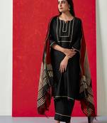 Pure chanderi suit set with hand block print dupatta (with pants)