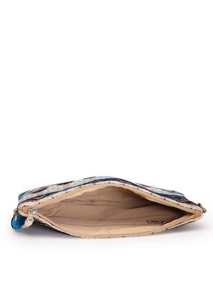tribal natural, ocean blue & multi tribal cotton jacquard sling bag 7
