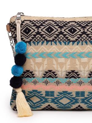 tribal natural, ocean blue & multi tribal cotton jacquard sling bag 8