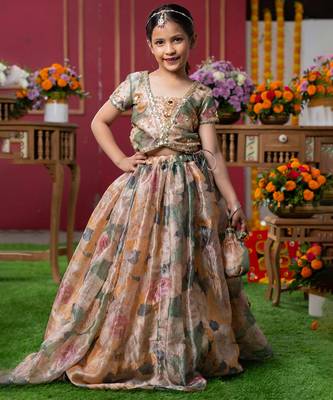 Grace in bloom: designer kids' floral lehenga set 1