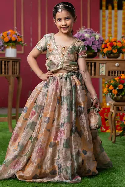 Grace in bloom: designer kids' floral lehenga set