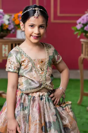 Grace in bloom: designer kids' floral lehenga set