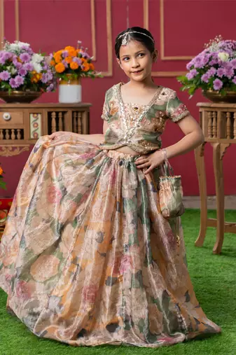 Grace in bloom: designer kids' floral lehenga set
