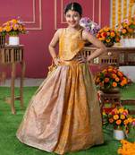 Radiant mustard-gold lehenga set for little divas