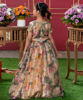 Grace in bloom: designer kids' floral lehenga set 4
