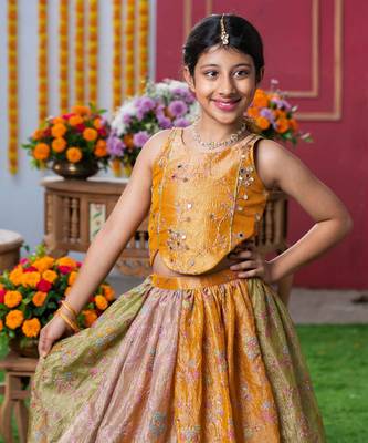 Radiant mustard-gold lehenga set for little divas 2