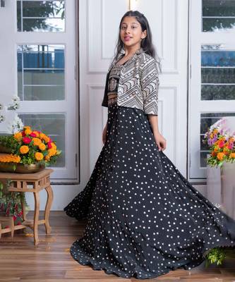 Elegant black embroidered crop top, jacket, and mirror work lehenga set 3