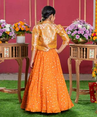 Orange Crepe Lehenga with Sequin Embroidery 3