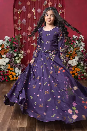 A stunning floral-printed peplum top with a matching lehenga for a regal yet trendy look!