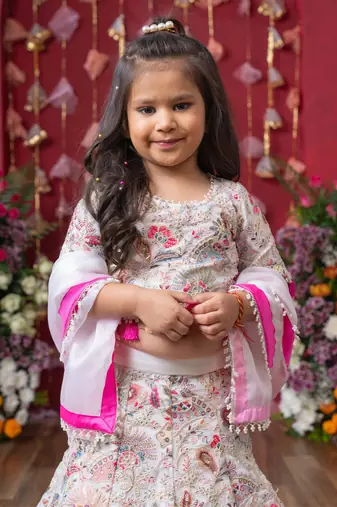 A stunning embroidered lehenga set for your little one's festive sparkle!