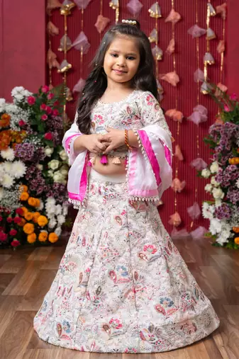 A stunning embroidered lehenga set for your little one's festive sparkle!