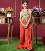 Embroidered jacket-style blouse with mirror work and vibrant sharara pants