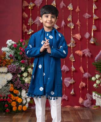 Premium blue ethnic kurta set for boys 4
