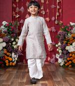 Graceful grey embroidered kurta set for boys