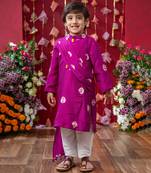 Vibrant magenta kids' festive kurta set