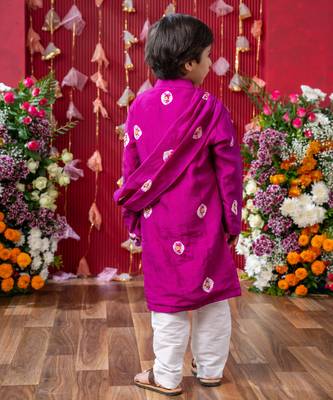 Vibrant magenta kids' festive kurta set 3