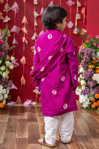 Vibrant magenta kids' festive kurta set