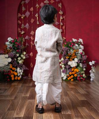 Graceful grey embroidered kurta set for boys 4