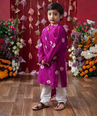 Vibrant magenta kids' festive kurta set 4