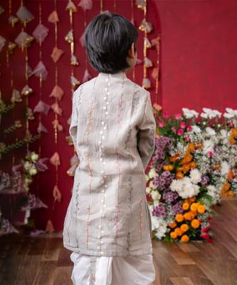 Graceful grey embroidered kurta set for boys 5