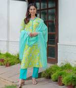Firangi green kurta pant with dupatta set